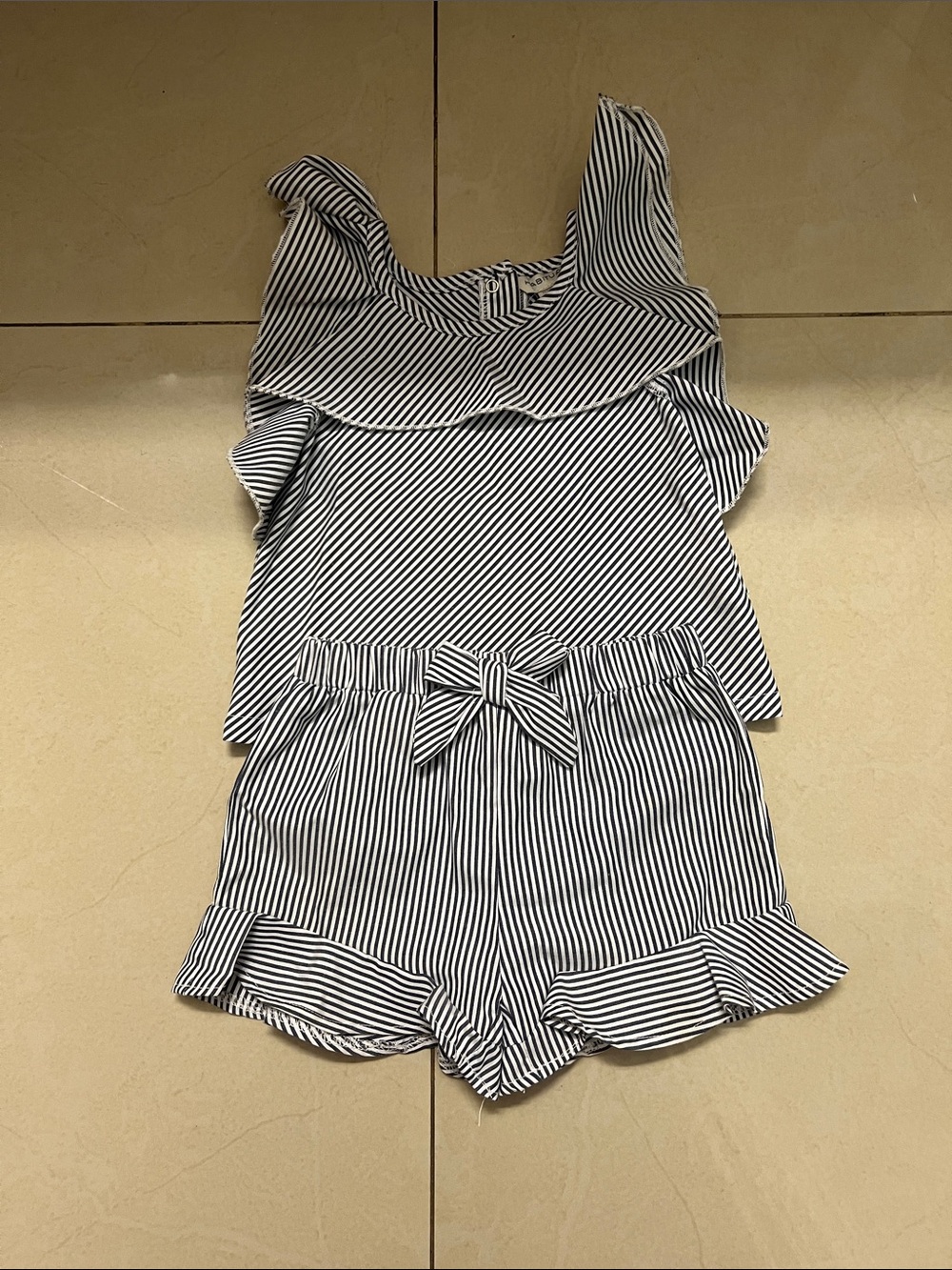 Habitual Black and White Striped Girls Matching Set